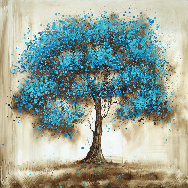 Winston Porter Blue Tree Oil Painting Print On Wrapped